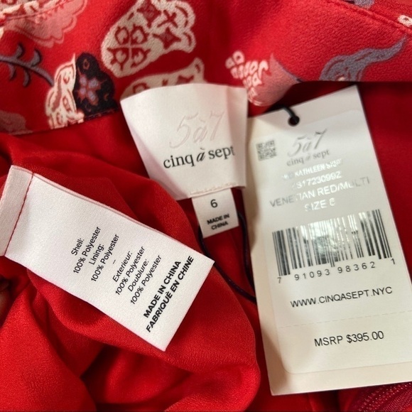 Cinq a Sept NWT ruched ruffle floral cherry red midi skirt *Shop@iAmWarrior - Picture 12 of 13